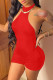 Red Fashion Sexy Casual Solid Backless O Neck Skinny Romper