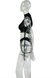 Orange Fashion Sexy Solid Bandage See-through Swimwears Three-piece Set (Without Paddings)