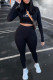 Black Fashion Casual Print Letter O Neck Long Sleeve Two Pieces