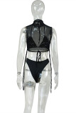 Orange Fashion Sexy Solid Bandage See-through Swimwears Three-piece Set (Without Paddings)