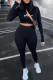 Black Fashion Casual Print Letter O Neck Long Sleeve Two Pieces