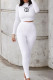 White Fashion Casual Print Letter O Neck Long Sleeve Two Pieces