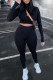 Black Fashion Casual Print Letter O Neck Long Sleeve Two Pieces
