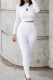 White Fashion Casual Print Letter O Neck Long Sleeve Two Pieces