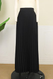 Pink Fashion Casual Solid Fold Regular High Waist Skirt