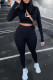 Black Fashion Casual Print Letter O Neck Long Sleeve Two Pieces