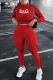 Red Fashion Casual Print Letter O Neck Long Sleeve Two Pieces