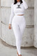 White Fashion Casual Print Letter O Neck Long Sleeve Two Pieces