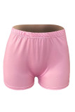 Pink Fashion Casual Print Basic Regular High Waist Shorts
