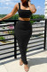 Black Sexy Casual Solid Vests U Neck Sleeveless Two Pieces