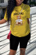 Yellow Fashion Street Character Letter O Neck Short Sleeve Two Pieces