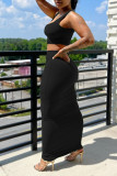Red Sexy Casual Solid Vests U Neck Sleeveless Two Pieces