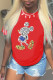 Red Fashion Casual Character Letter O Neck T-Shirts