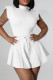White Casual Solid Patchwork Fold O Neck Sleeveless Two Pieces