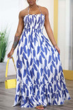 Red Sweet Print Patchwork Backless Halter A Line Dresses
