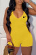 Yellow Fashion Sexy Print Backless Rompers