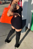 Black Sexy Casual Solid Backless Spaghetti Strap Sleeveless Dress Dresses