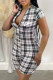 Black And White Fashion Casual Plaid Letter O Neck Rompers