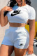 White Fashion Casual Print Backless O Neck Short Sleeve Two Pieces