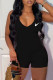 Black Fashion Sexy Print Backless Rompers