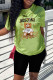Fruit Green Fashion Street Character Letter O Neck Short Sleeve Two Pieces
