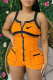 Yellow Fashion Casual Print Patchwork Spaghetti Strap Rompers