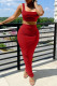 Red Sexy Casual Solid Vests U Neck Sleeveless Two Pieces