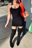 Black Sexy Casual Solid Backless Spaghetti Strap Sleeveless Dress Dresses