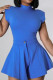 Peacock Blue Casual Solid Patchwork Fold O Neck Sleeveless Two Pieces