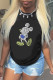 Black Fashion Casual Character Letter O Neck T-Shirts