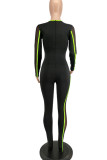 Black Sexy Solid Patchwork O Neck Regular Jumpsuits