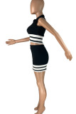 Green Casual Solid Patchwork Zipper Turndown Collar Sleeveless Two Pieces