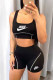 Black Fashion Casual Print Patchwork Square Collar Sleeveless Two Pieces