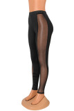 Black Fashion Sexy Casual Solid Split Joint See-through Skinny High Waist Pencil Trousers