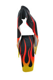 Yellow Fashion Casual Print Asymmetrical Turndown Collar Short Sleeve Two Pieces