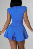 Pink Casual Solid Patchwork Fold O Neck Sleeveless Two Pieces