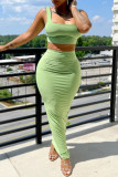 Red Sexy Casual Solid Vests U Neck Sleeveless Two Pieces