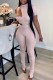Pink Sexy Solid Hollowed Out Patchwork O Neck Short Sleeve Two Pieces