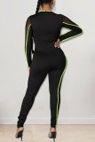 Black Sexy Solid Patchwork O Neck Regular Jumpsuits