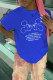 Blue Fashion Casual Character Print O Neck T-Shirts