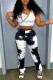 White Fashion Casual Print Basic O Neck Sleeveless Two Pieces