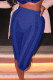 Blue Sexy Solid Patchwork See-through High Waist Pencil Patchwork Bottoms