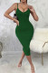Green Sexy Solid Patchwork Spaghetti Strap One Step Skirt Dresses