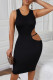Black Fashion Sexy Solid Hollowed Out O Neck Vest Dress