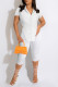 White Fashion Casual Solid Asymmetrical Turndown Collar Short Sleeve Two Pieces