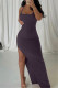 Purple Sexy Casual Solid Backless Slit Spaghetti Strap Long Dress