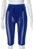 Pink Sexy Solid Patchwork See-through High Waist Pencil Patchwork Bottoms