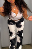 White Fashion Casual Print Basic O Neck Sleeveless Two Pieces