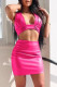 Pink Fashion Sexy Solid Patchwork V Neck Sleeveless Two Pieces