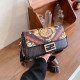 Golden Yellow Fashion Street Print Patchwork Bags